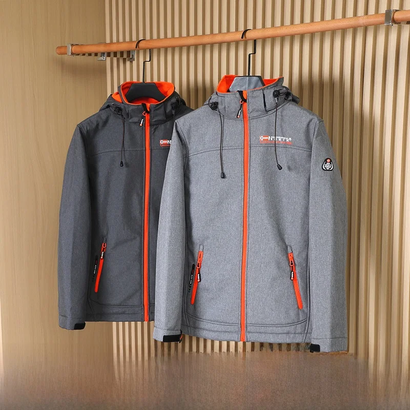 

Nordic High-End Fce-Lined Outdoor Casual Men's Jaet Soft ell Coat Windproof Water-Resistant Spring Leisure Faion