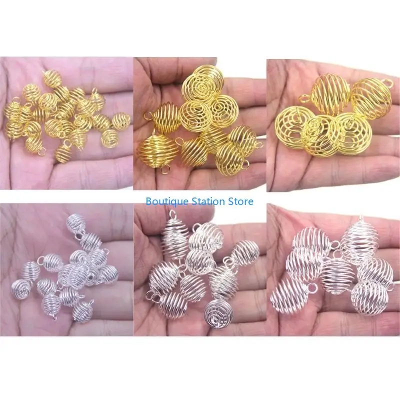 Y55F 30 قطعة قلادة قفص حلية دوامة حبة أقفاص جوفاء قلادة مع حلقة ل أساور يدوية أقراط قلادة صنع المجوهرات