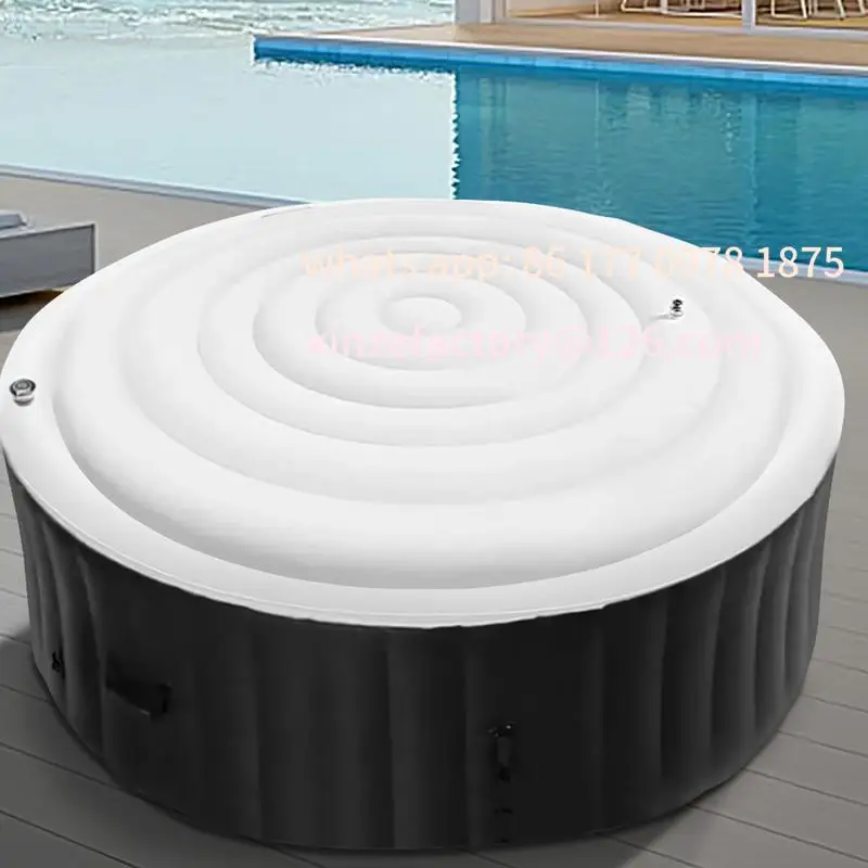 Customizable 145cm Round Inflatable Hot Tub Cover Foldable Energy Saving Lid for Round Outdoor Inflatable Hot Tubs
