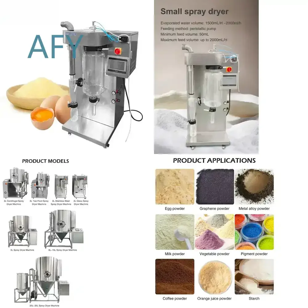 2L Liquid to Powder Spray Dryer Machine for Egg Spray Drying Equipment for Food Processing Lab Equipment Industrial Drying