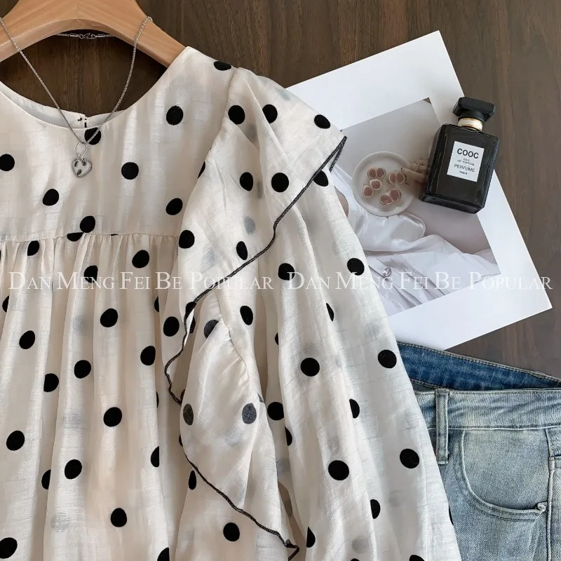Female Spring Summer Korean Fashion Office Lady All-match Ruffles Women Shirts Appear Thin Loose Pullover Long Sleeve Top Tee