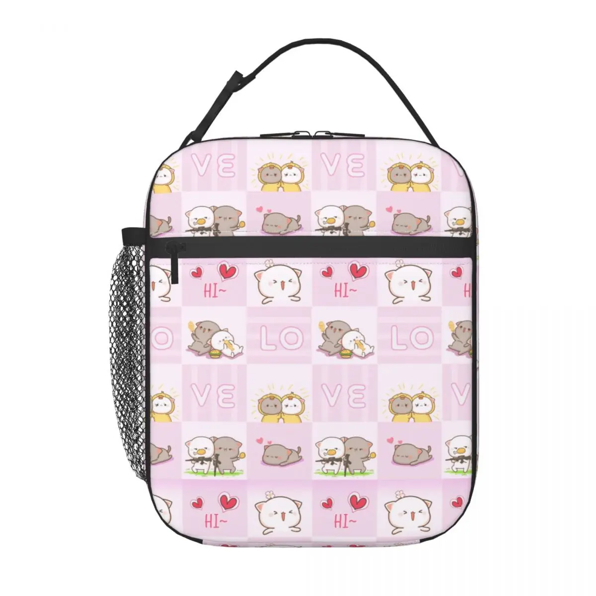 Custom Peach And Goma Portable Lunch Box  Multifunction Cartoon Mochi Cat Cooler Thermal Food Insulated Lunch Bag Kids School