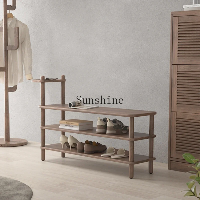 Solid wood shoe rack household indoor multi-layer storage seating shoe cabinet