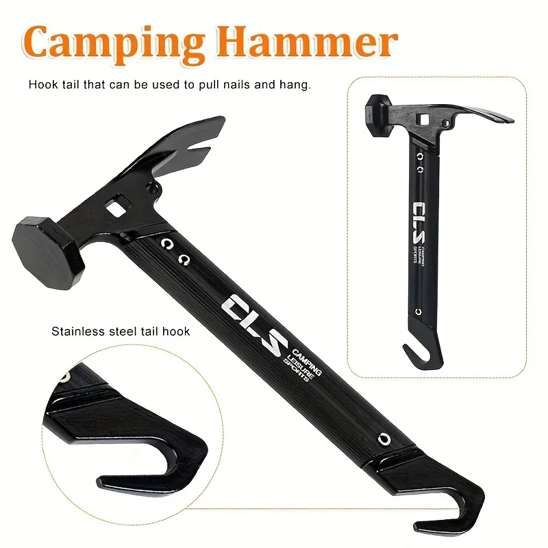 1pcs Outdoor Mini Tent Hammer Aluminum Camping Hammer Remover Puller Portable Tent Stake Nail Hammer