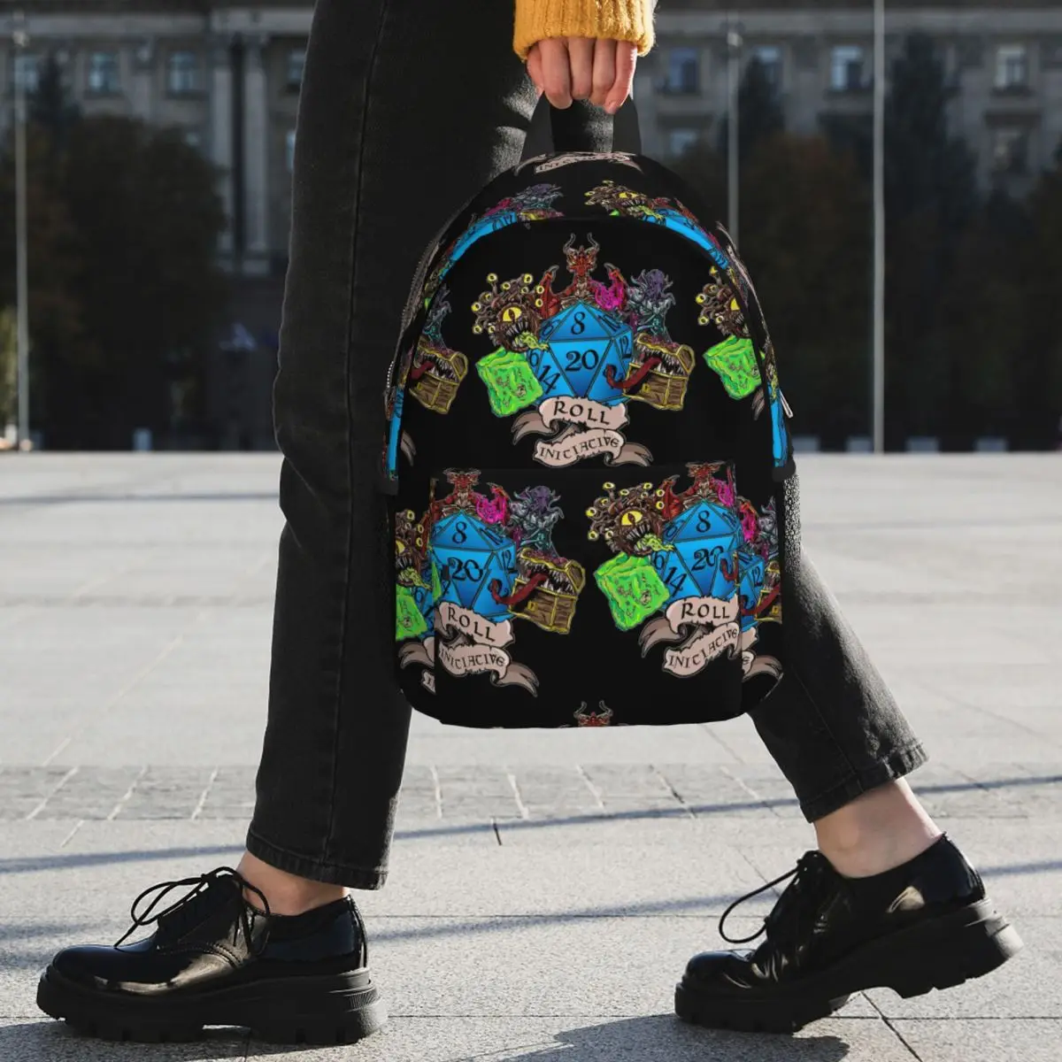 Roll Initiative Dungeon And Dragon Backpack Student BookBag Men Women School Bag Computer Shoulder Bags
