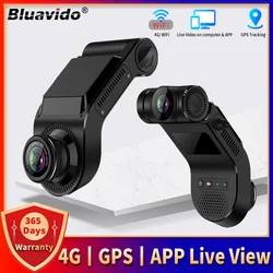 Bluavido 4g gravador de vídeo do carro vigilância hd 720p visão noturna frente e traseira dupla gravação 24 horas localizador de monitoramento remoto