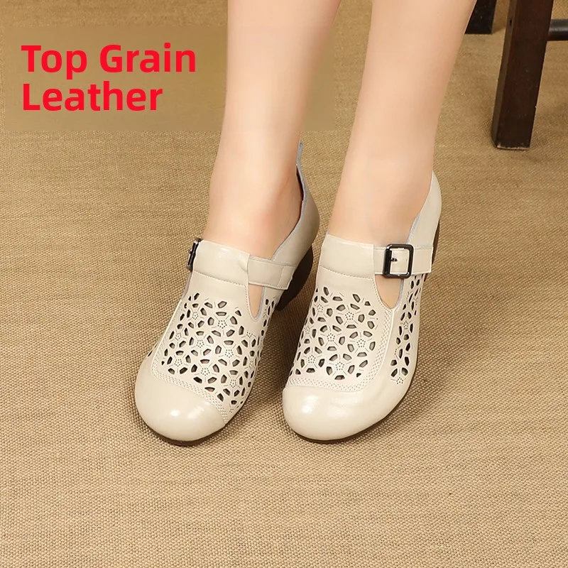 women's-ethnic-style-hollow-out-leather-sandals-low-heel-comfortable-soft-bottom-breathable-spring-summer-new-fashion