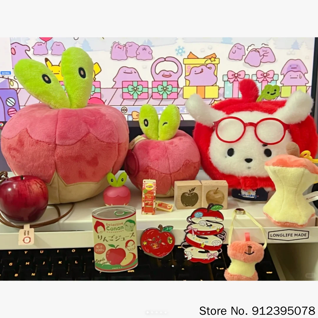 Pokemon Original Applin Plüsch-Schlüsselanhänger Kawaii Stofftier-Anhänger Rucksack-Charm Anime Sammlerstück Geschenk