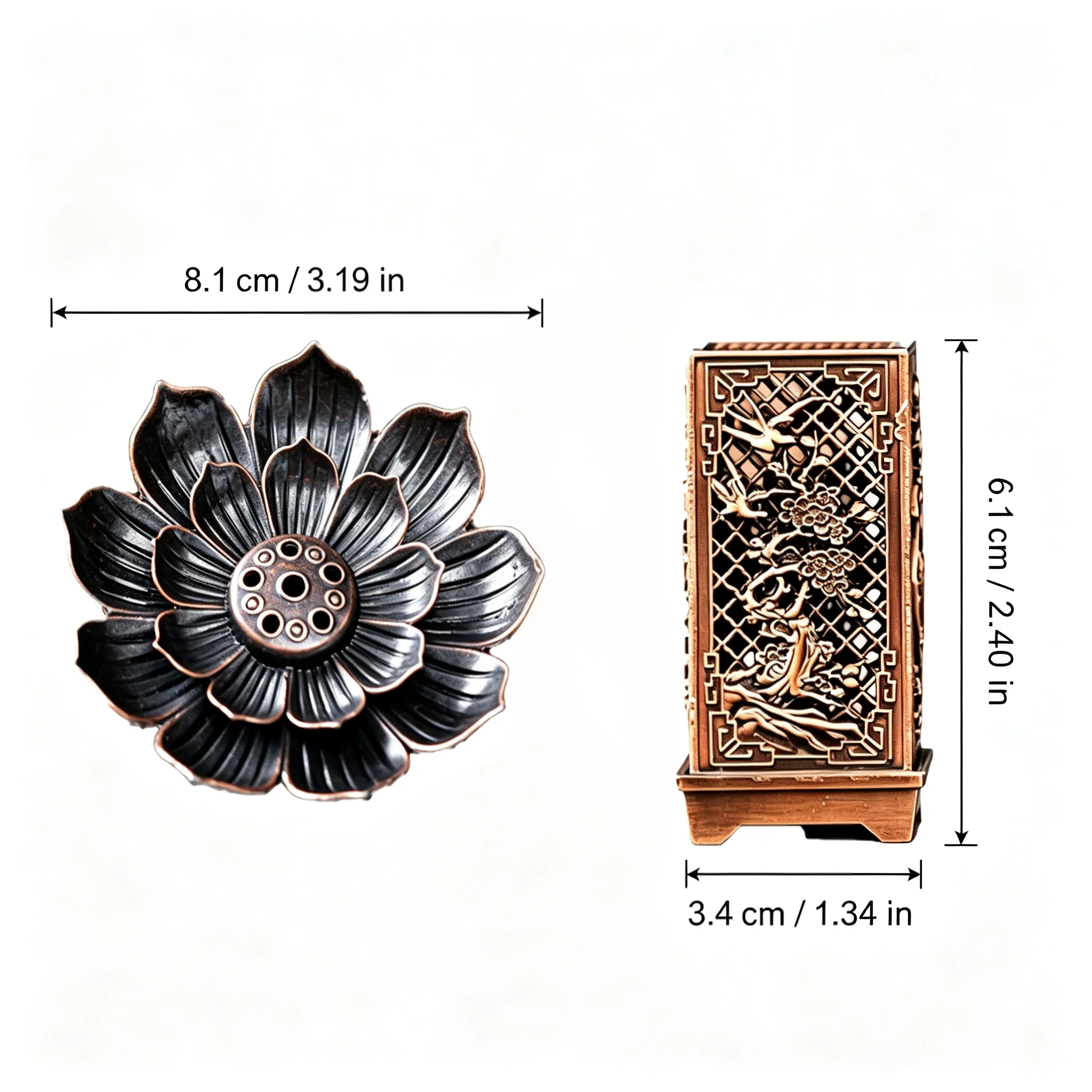 Large Lotus Incense Burner by Four Gentlemen Yoga Meditation Relax Essential Oil Diffuser for Incense Sticks & Cone Incense