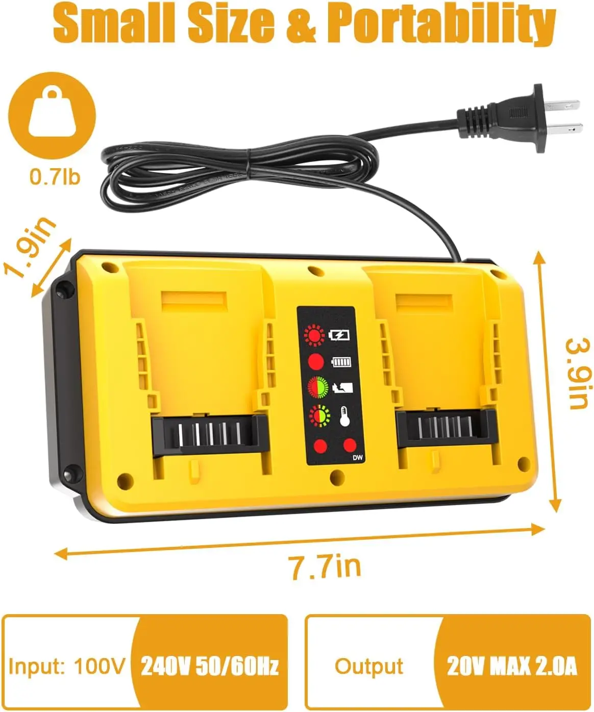 Portable Dual Ports Charger For Dewalt 14.4V-18V Lithium Battery Rechargeable DCB207 DCB206 DCB204 DCB203 Fast Charger image 2