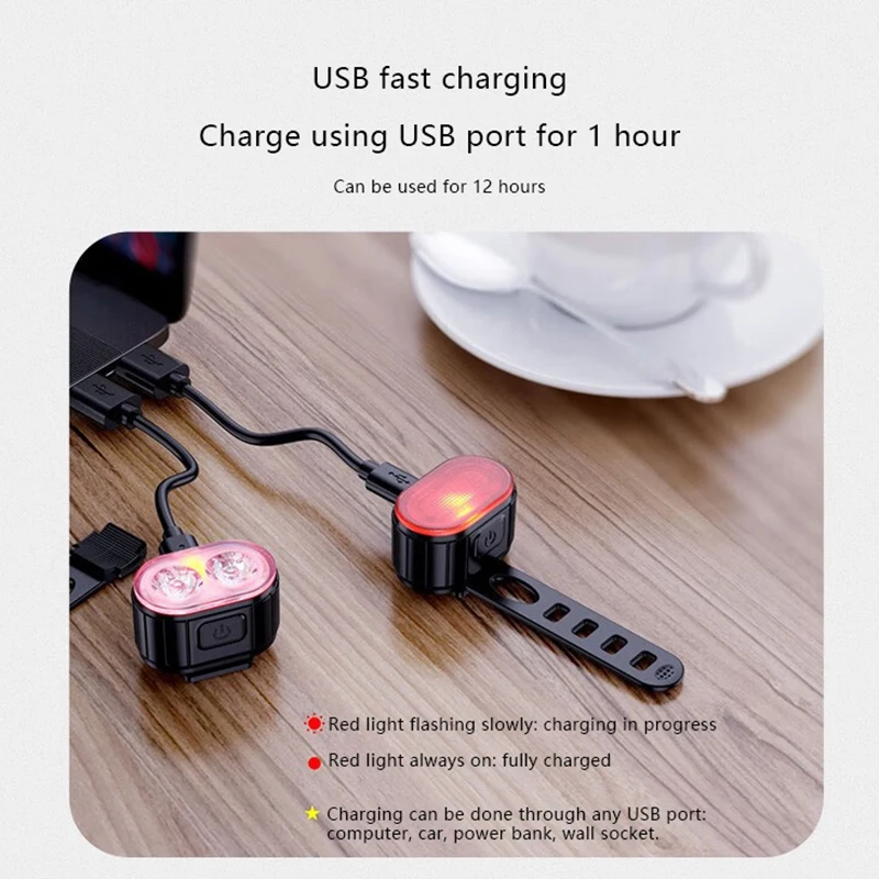 Bike Lights LED Bicycle Lamp USB Rechargeable Front Rear Bike Flashlight Cycling Headlight Taillight Road Bicycle Accessories