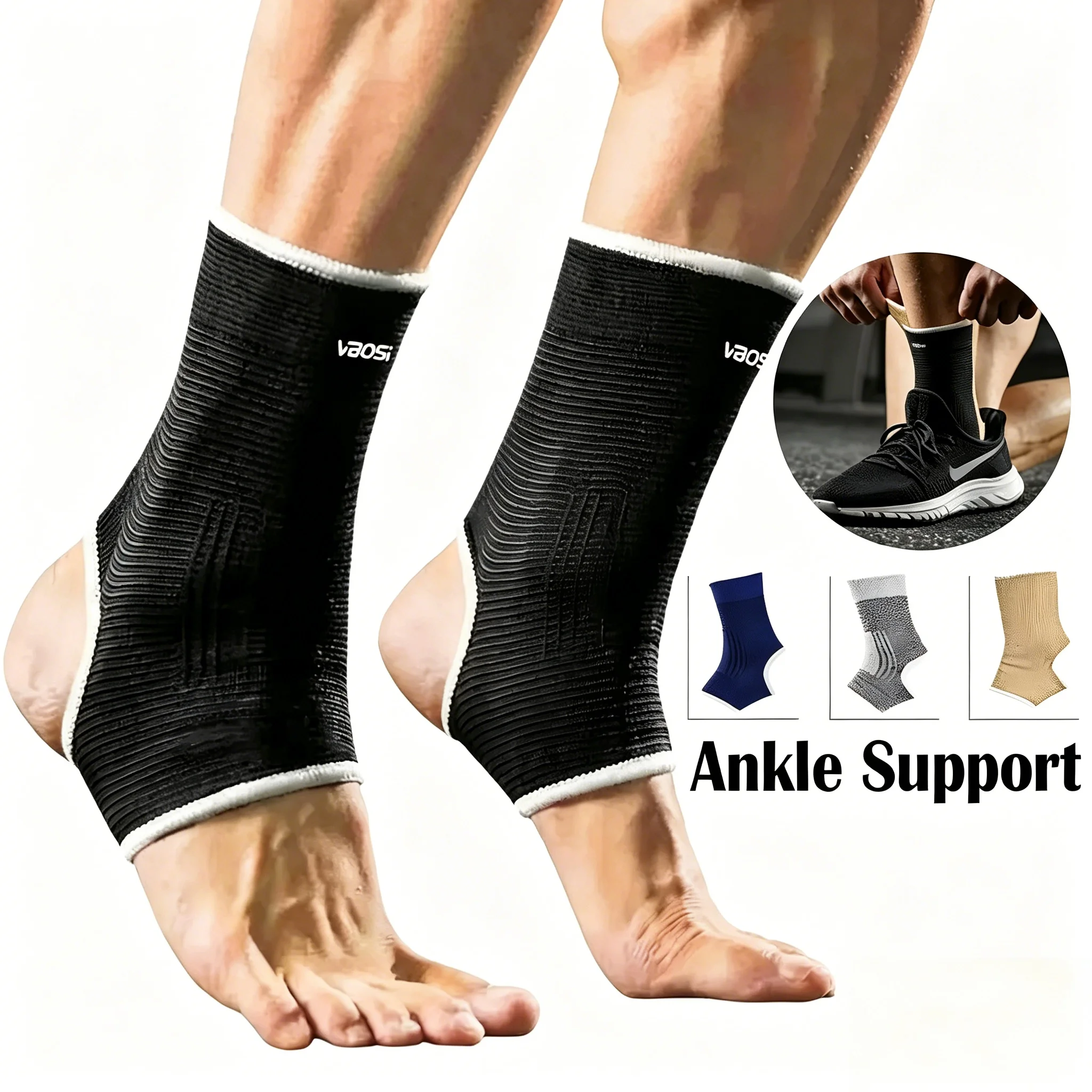 VBOSI Knitted Compression Ankle Support Brace Breathable Anti-sprain Protector for Running Basketball Gym Fitness