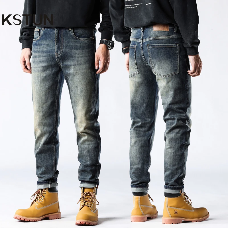 Straight Jeans For Men Denim Pants Stretch Casual Streetwear Men's Clothing Full Length Trousers 2023 Autumn High Quality Jeans