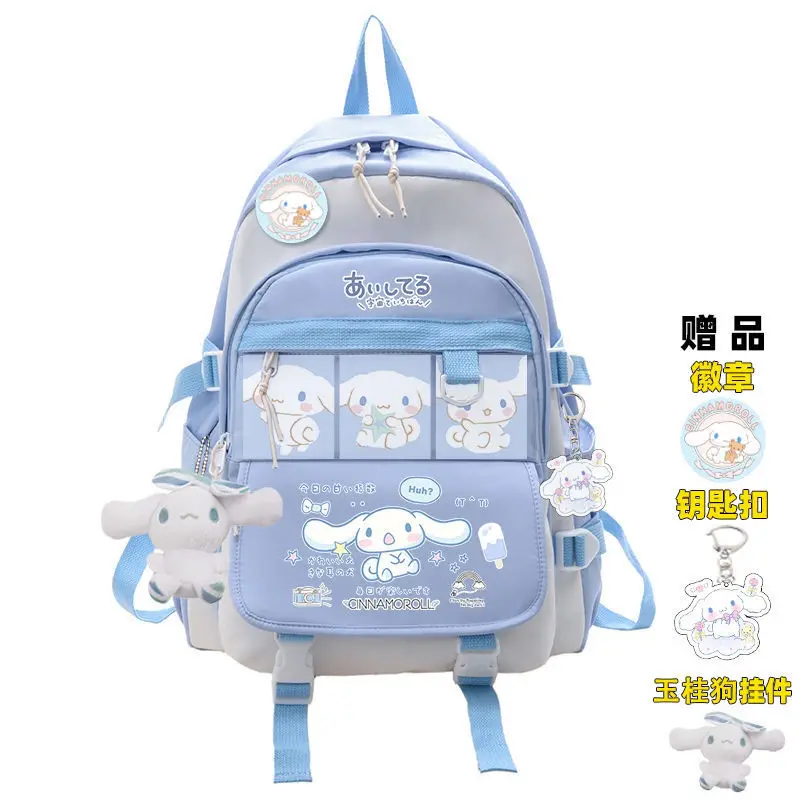 Mochila de juguete de felpa Sanrioed para niño y niña, morral escolar azul, Bolsa Escolar Kawaii para estudiantes, regalo grande para ordenador