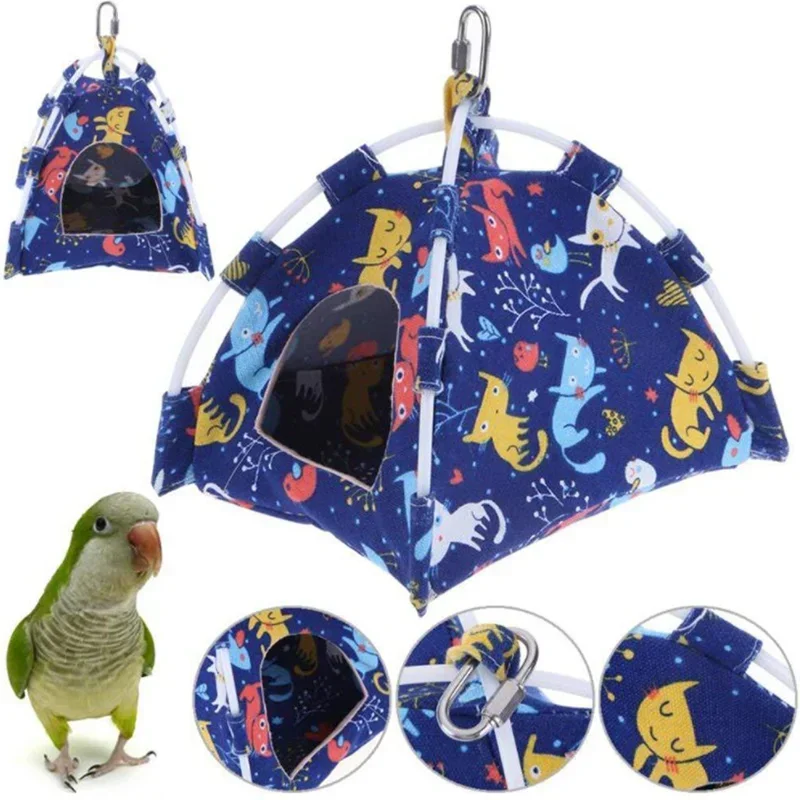 

Cartoon Bird Parrot Tent House Canvas Fabric Bird House Bed Cave Cage Hammock Mini Animal Parrot Cages for Birds Supplies