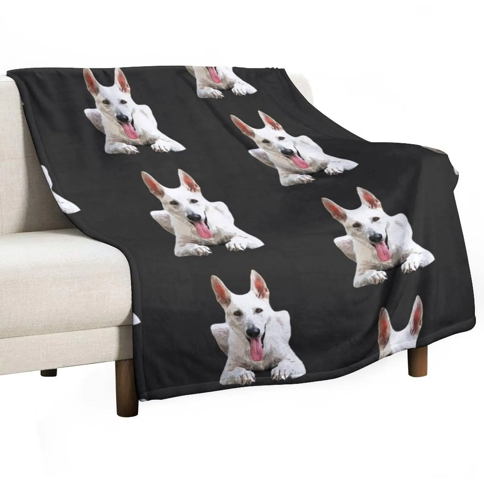 White Swiss Shepherd White German Shepherd Throw Blanket Sofas Picnic Moving blankets and throws Blankets