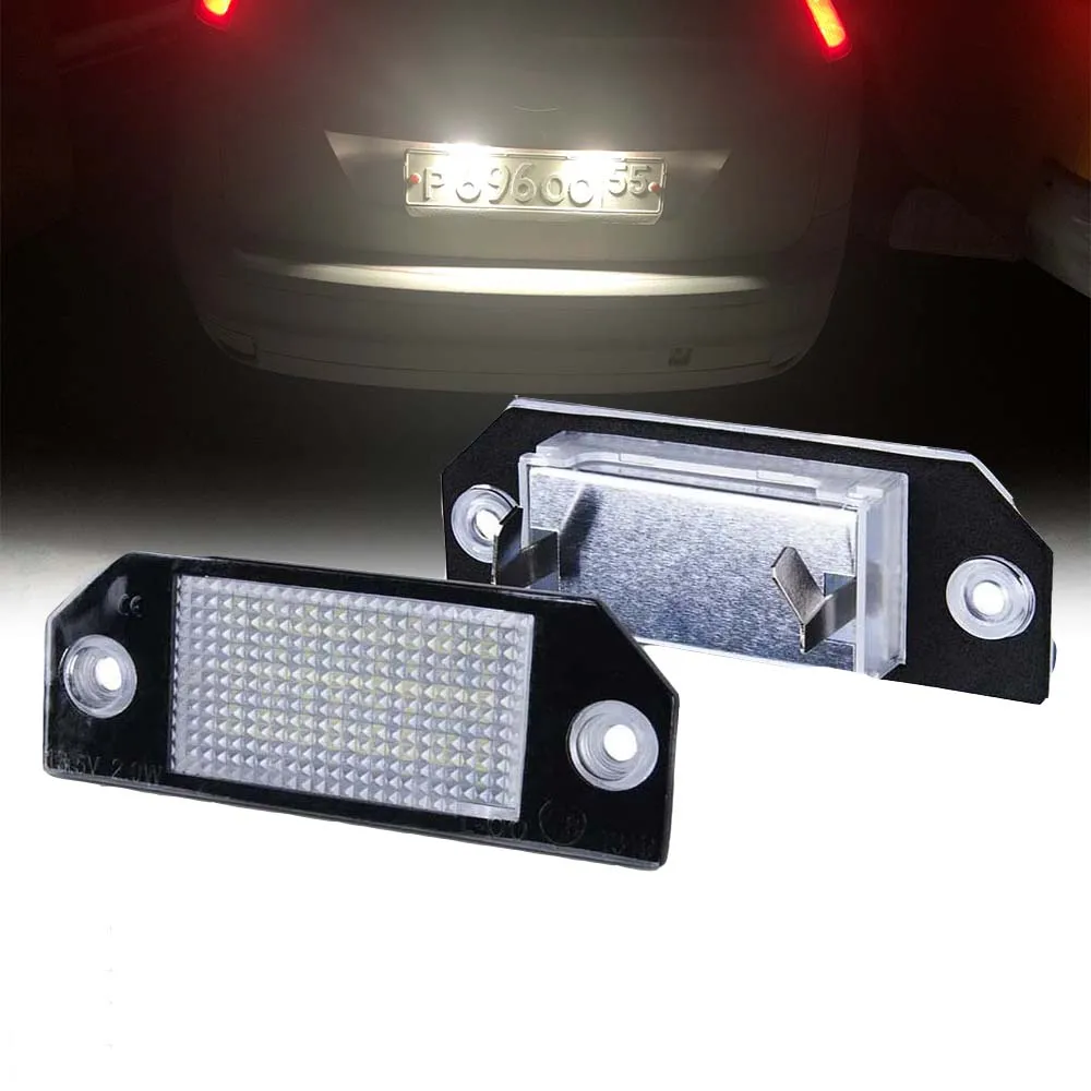 1/2Pcs DC 12V Fit For Ford Focus 2 MK2 Focus C-Max LED License Number Plate Light Lamp Tail Assembly 6W 24-LED White Car Lights