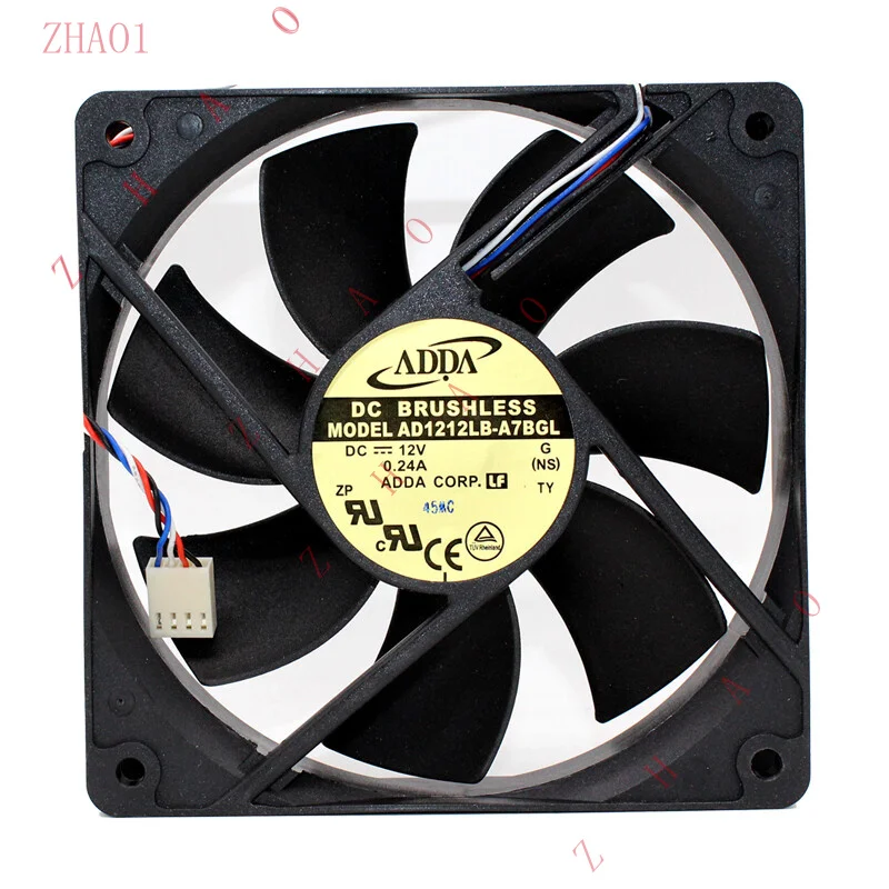 Z  for ADDA 12CM AD1212LB-A7BGL DC 12V 0.24A 80.50 CFM 120*120*25MM 4Pin Cooling Fan