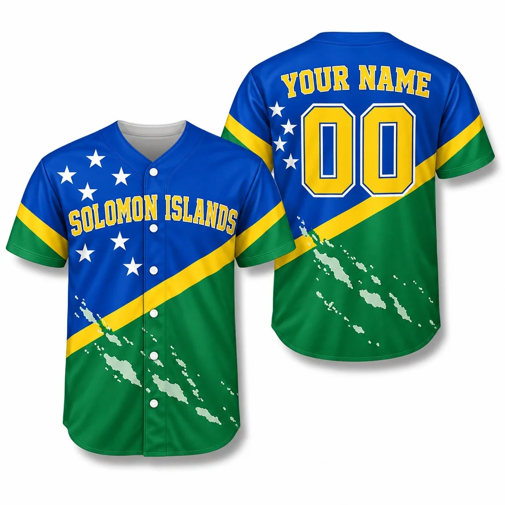 DIY Explore Solomon Islands Style with Jerseys Shirt Custom Baseball Jersey National Colors Coastal Art Unisex Island Shirts