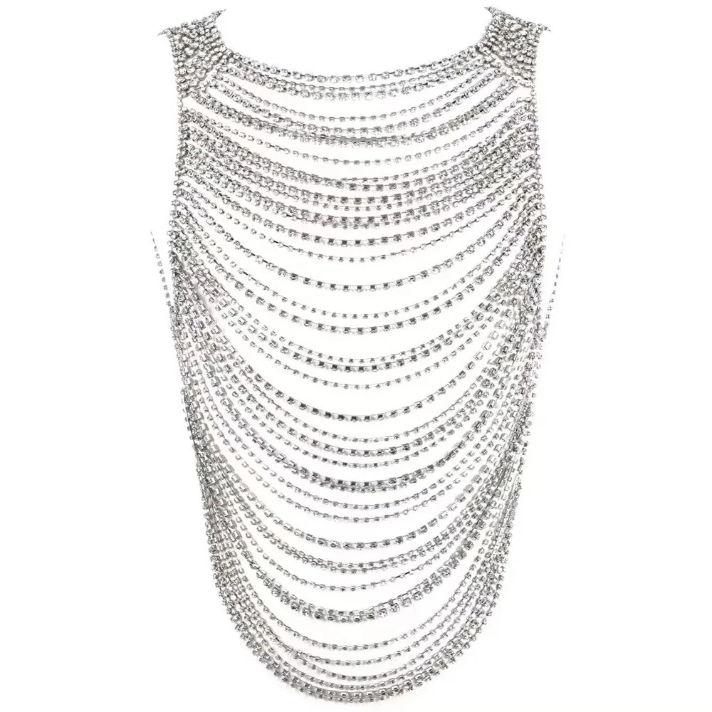 2026 Luxurious Bling Men Women's Body Chain Underwear with Rhinestone Banquet Stage Performance 란제리 בגד גוף סקסי פורנו