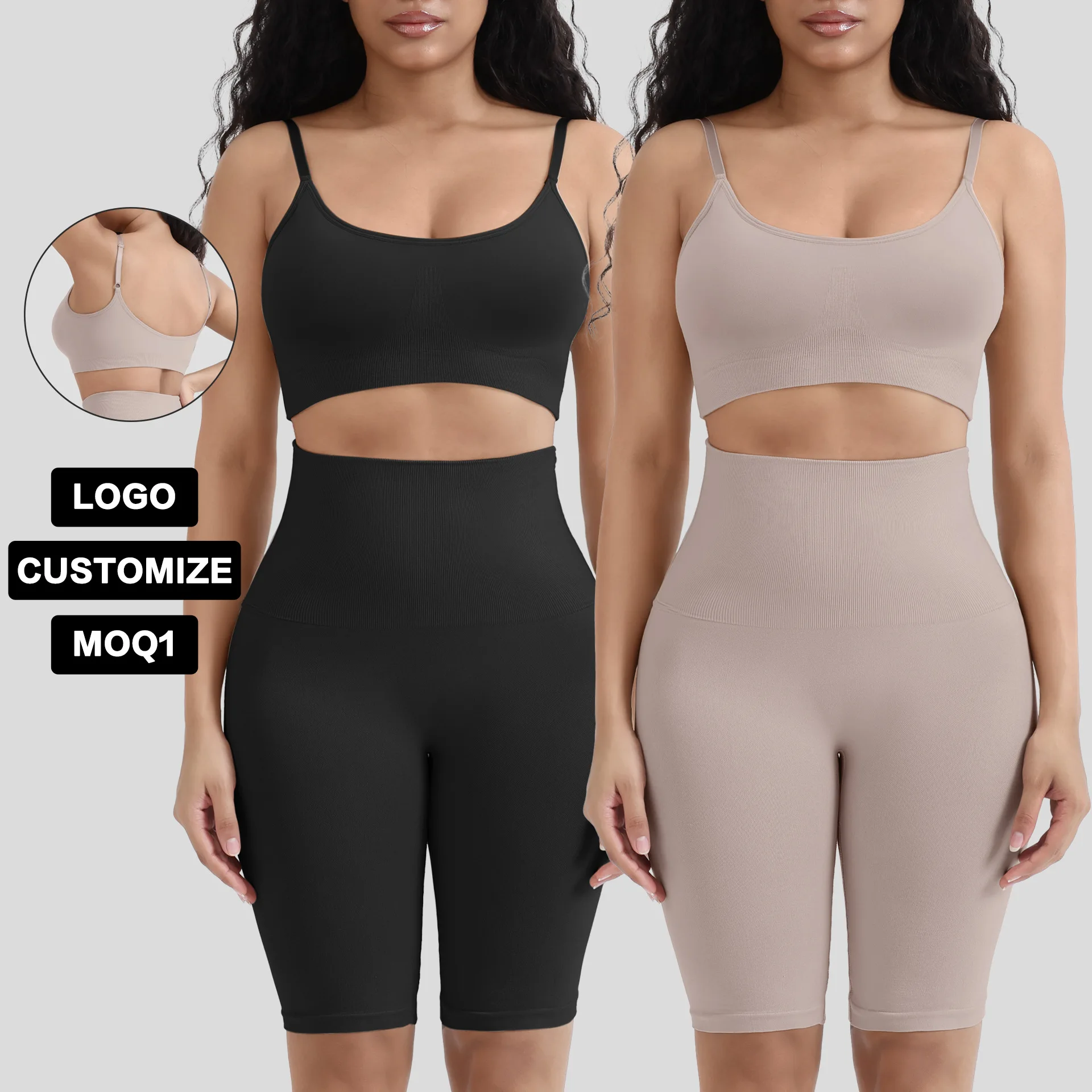 Women Yoga 2PCS Push Up Sports Bra High Waist Tummy Control Comfort Stretch Tight Shorts Set Workout Outfit Gym Clothes Female