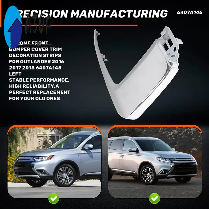 

A30F-Chrome Front Bumper Cover Trim Decoration Strips For Mitsubishi Outlander 2016 2017 2018 6407A145