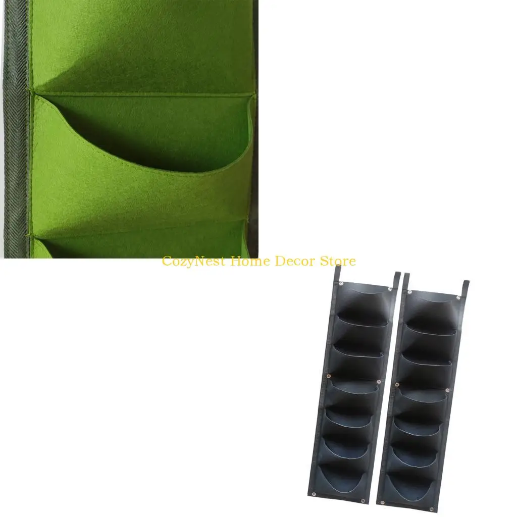 92MF 2pcs Nonwoven Vertical Plant Containers 7 Pocket Planter Home Gardening Supply