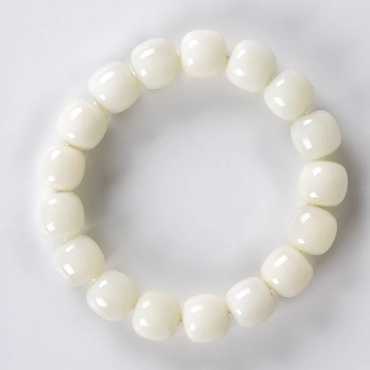 

Natural Nephrite White Jade Bracelet Men Women Healing Gemstone Fine Jewelry Genuine Chinese Hetian Jades Barrel Beads Bracelets