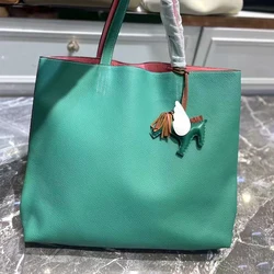 Genuine Leather Tote Bag for Women, Large Capacity Shopping Bag, Head Layer Buckle, Large Capacity, Inside and Outside, Fashion