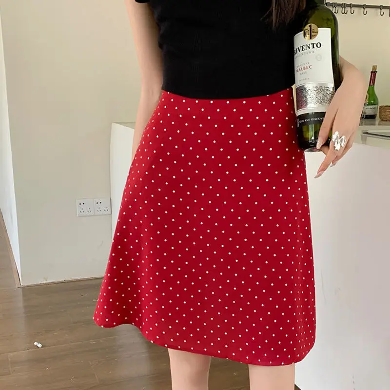 

French polka dot A-line skirt, women's high waisted 2024 new summer buttocks short skirt mini skirt skirts for women