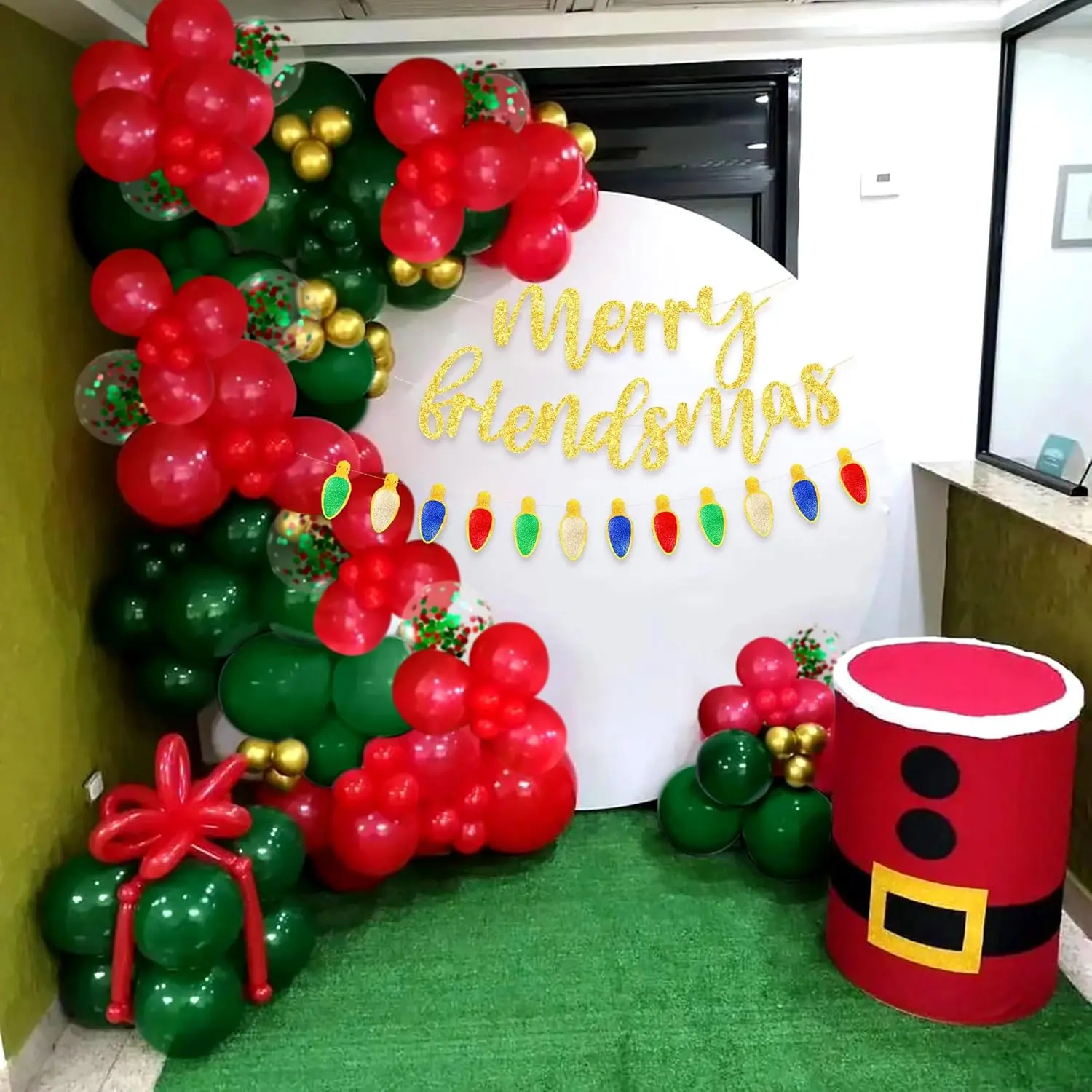 LaVenty Feliz Amismas Decorações de Festa Feliz Amismas Banner Balões Festa de Natal com Tema de Amigos