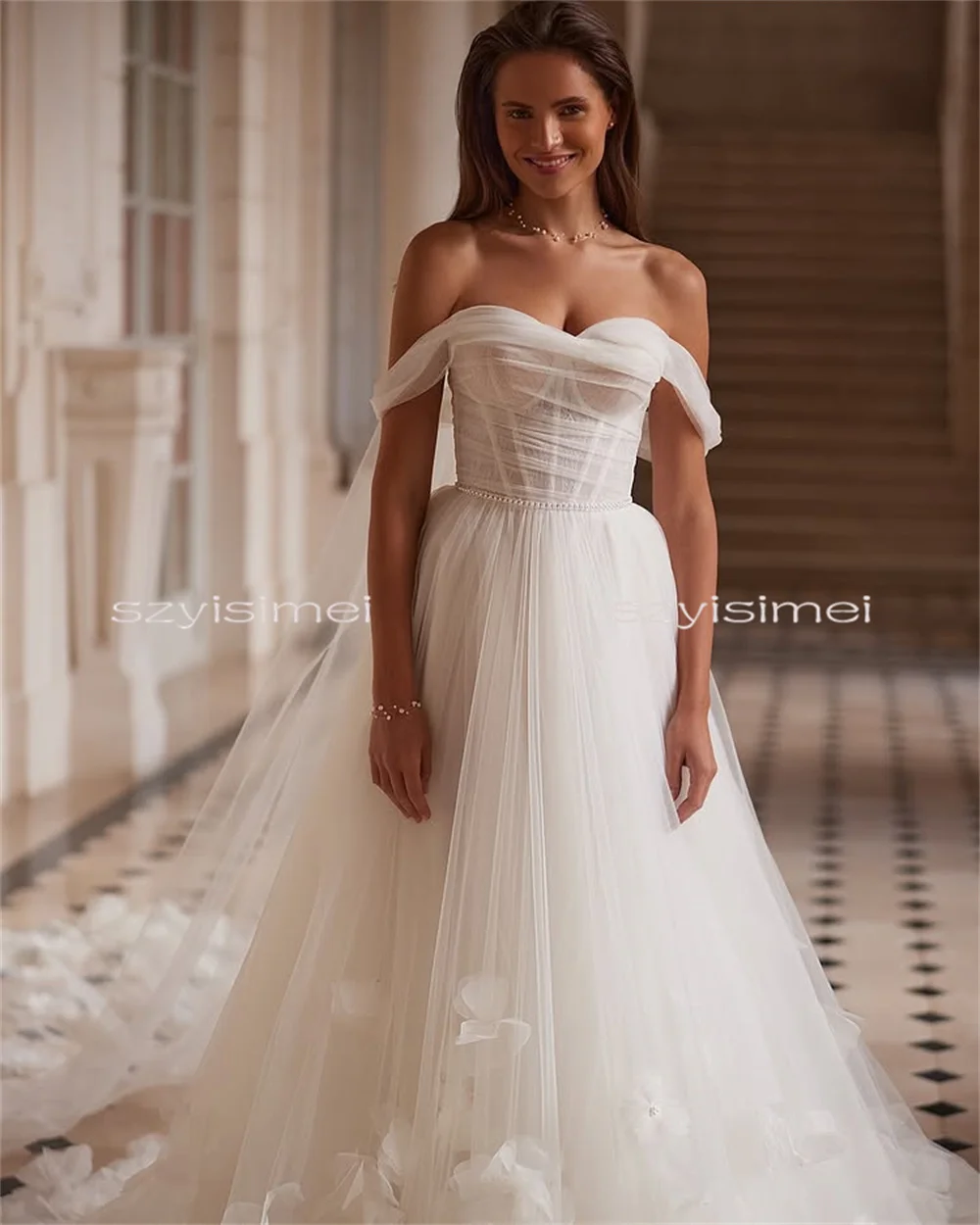 Abito da sposa semplice linea A per donna Abito da sposa personalizzato con scollo a cuore Lusso 2026 Sposa da sera per matrimonio