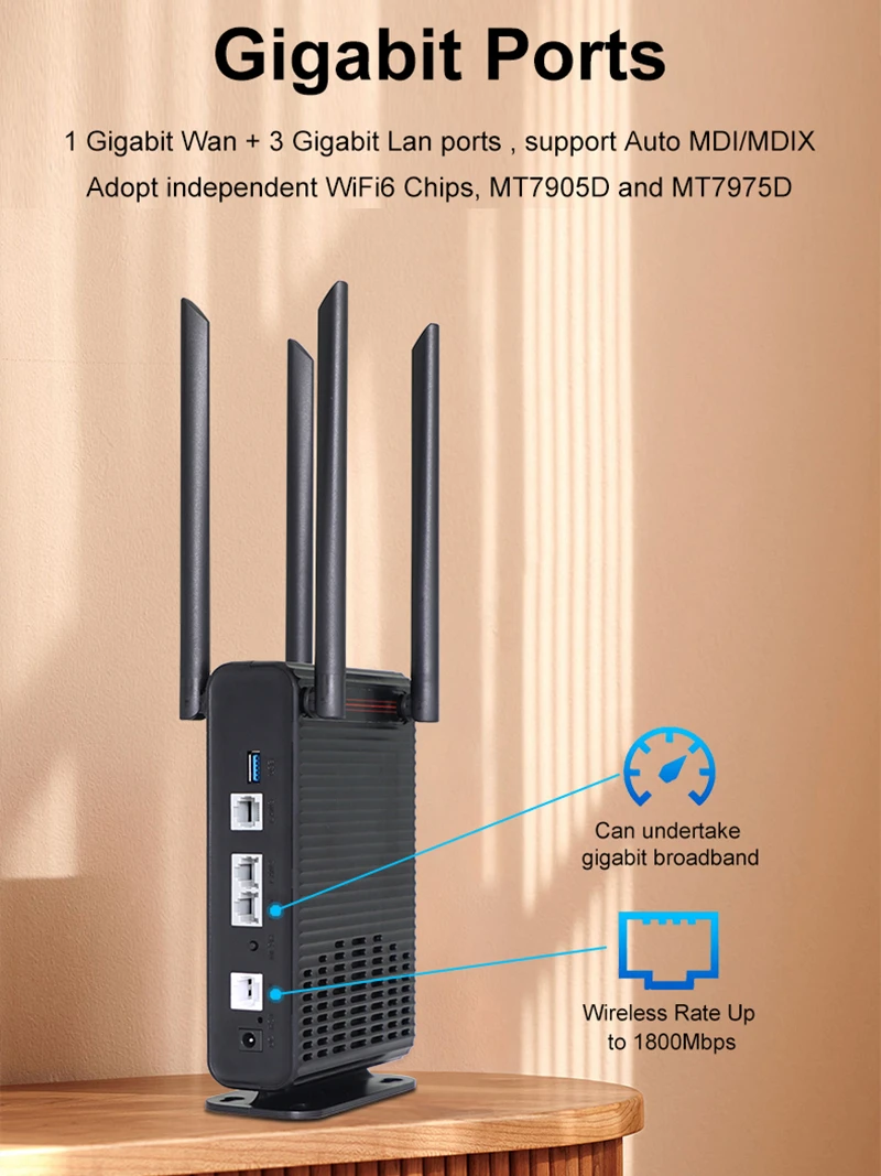 ZBT WIFI6 Router 1800Mbps USB3.0 Openwrt Firmware DDR3 256MB Flash 16MB 3*Gigabit LAN WAN 802.11ax Wifi 6 Hotspot Access Point