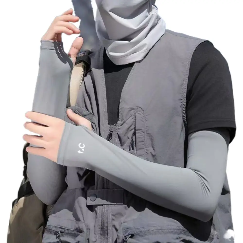Nuevas mangas sueltas de seda de hielo, fundas cómodas transpirables para mangas, protección solar, guantes para conducir en bicicleta, mujeres y hombres