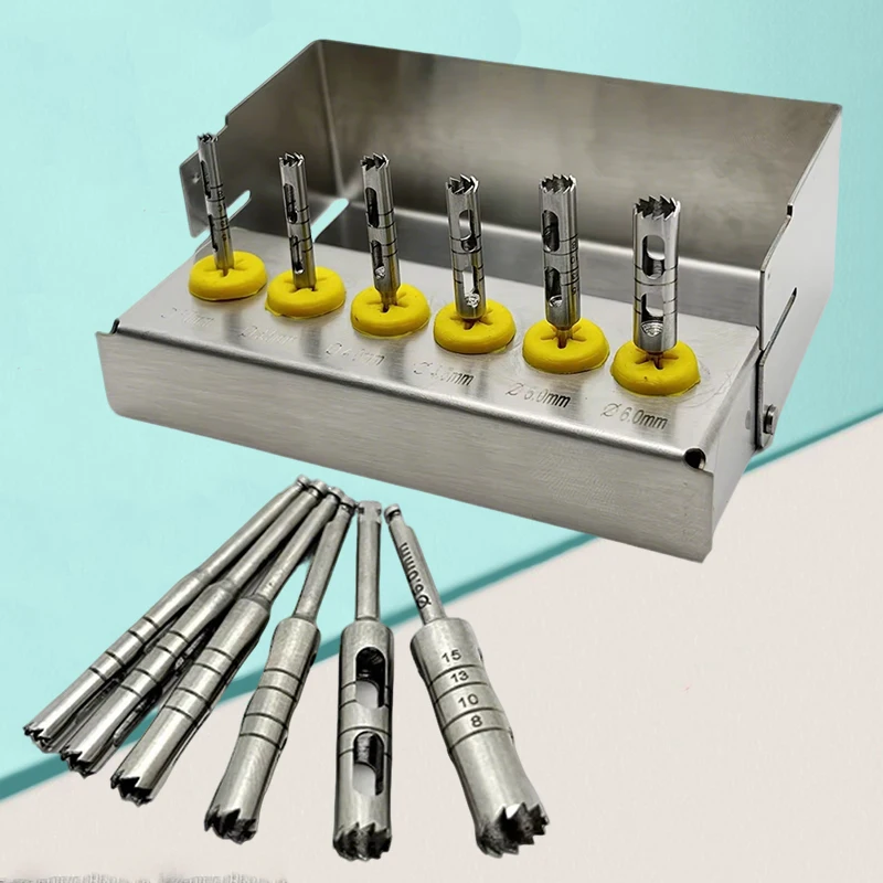 Dentals Implants Tool Kit, 6 Pieces, Surgical Drill Set with Long Drill Bit for Dentals Surgical Instruments