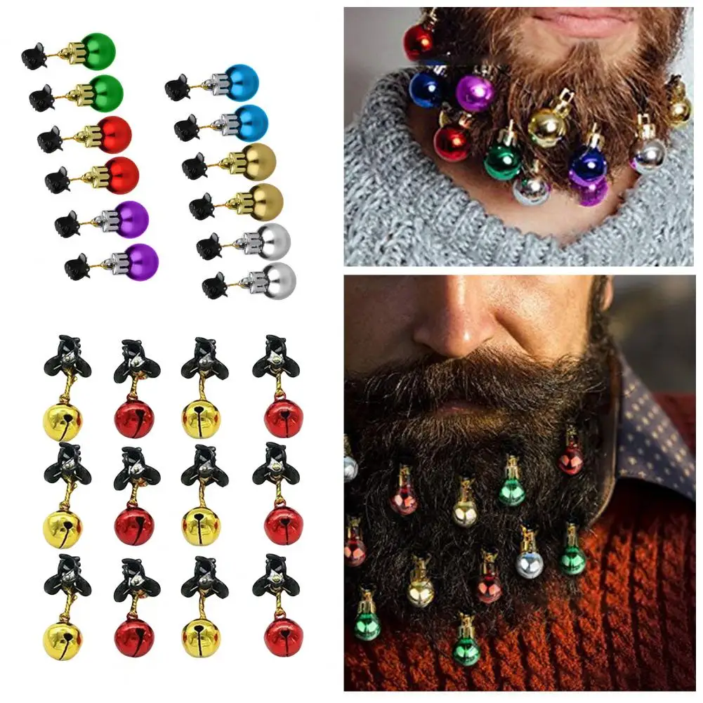 1 Set Christmas Beard Jingle Bell Clip Decoration Cute Beard Ornament Plastic Facial Hair Bauble Clips for Holiday Party Decor