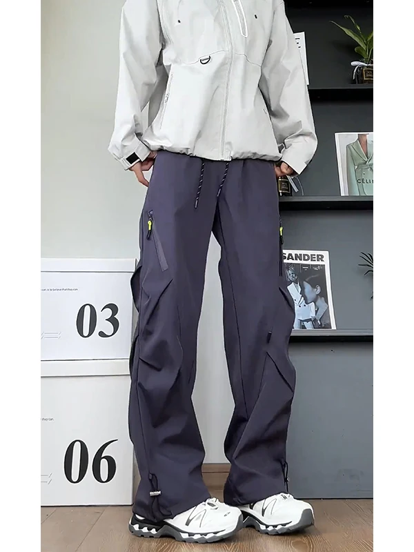 

Мужские уличные брюки-карго Softshell с защитой от разрывов, осенние, в американском стиле, функциональные, прямого кроя, с высокой талией, со складками