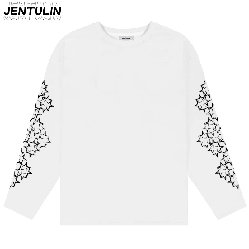 2026 New Summer Retro Y2K Star Printed Long Sleeve T-shirt Gothic Hip Hop Street Trendy Casual Simple Bottom Shirt Versatile ins