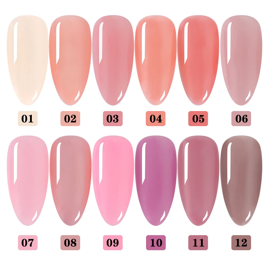 Opal Jelly Nail Gel Polish, Verniz UV, Laca Manicure, Semi-transparente, Soak Off, Rosa, Roxo, 12 cores, 6ml, JI1777