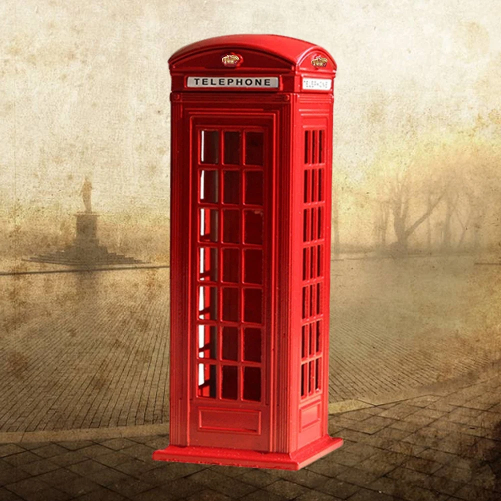

15Cm London Telephone Booth Piggy Bank Iron Money Safe Box Vintage Coin Storage Decoration For Home Office Gift Ornament