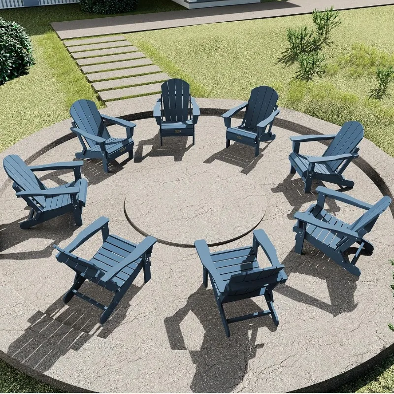 

Chair Outdoor Chairs Set of 8 Weather Resistant for Patio Deck Garden, Fire Pit - Blue