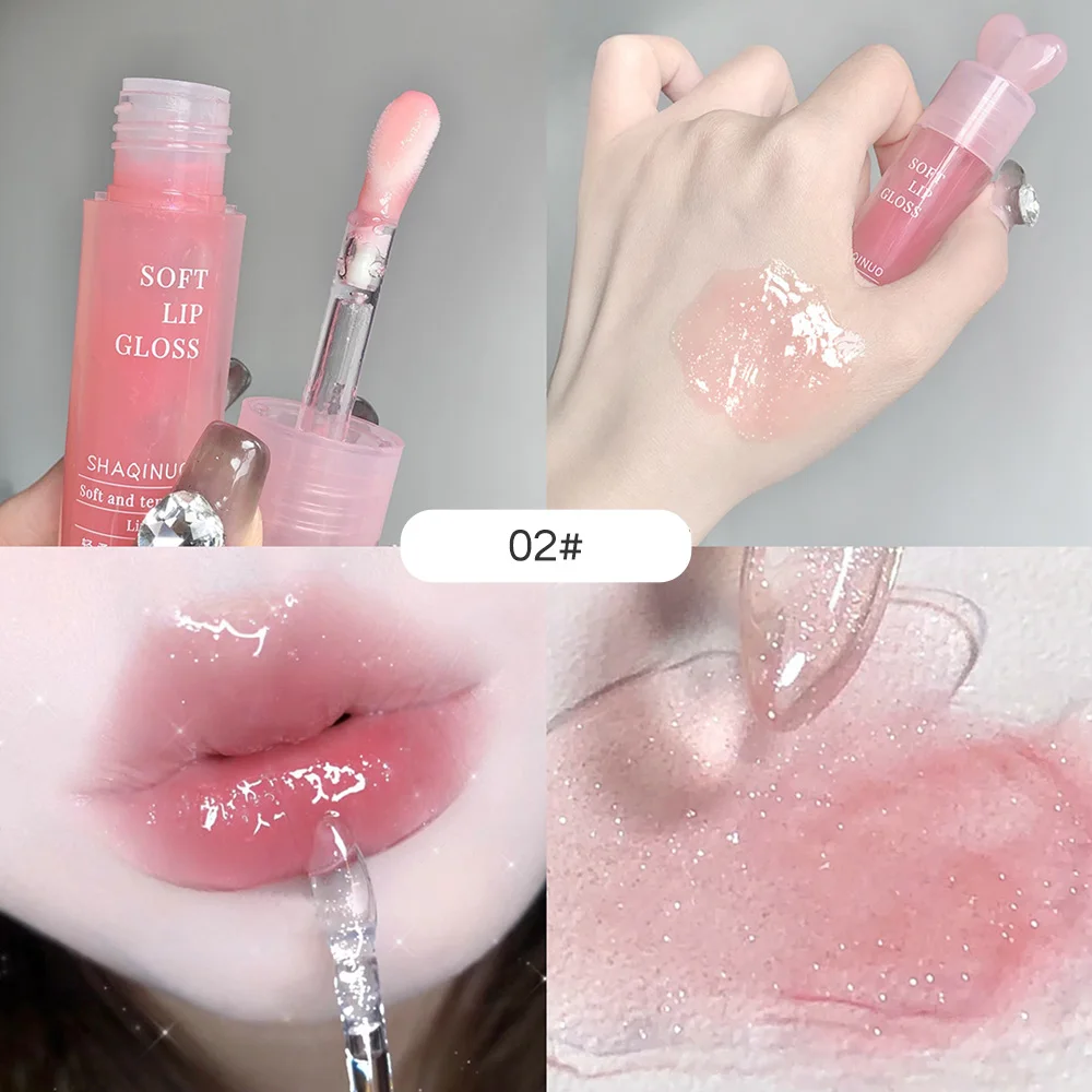 Heart Moisturizing Lip Gloss Lightweight Lip Oil Plump Lips Mirror SHAQINUO Clear Lipgloss