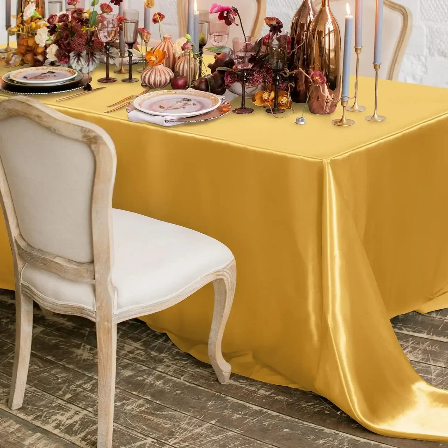 

4 Packs Satin Tablecloth Event Design Table Cover Rectangle Bright Smooth Fabric Table Decoration for Wedding Banquet Party