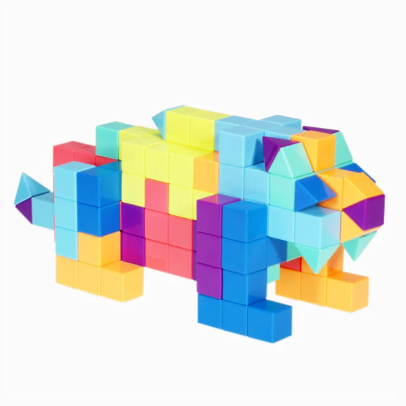 Dziecięca kostka magnetyczna zabawka Puzzle DIY chłopcy dziewczęce kolorowe kwadratowe Puzzle Puzzle 3D rodzic-dziecko interaktywna zabawka na pulpit