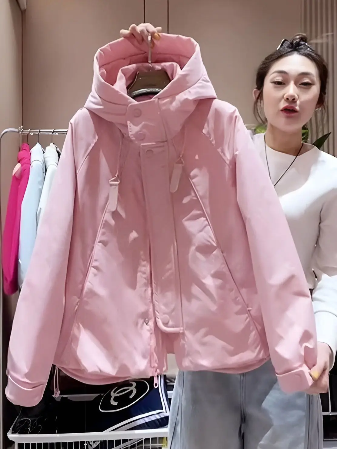 Spring and Autumn New Women's Windbreaker Jacket Loose Commuter Hoodie Oversized Windproof Jacket