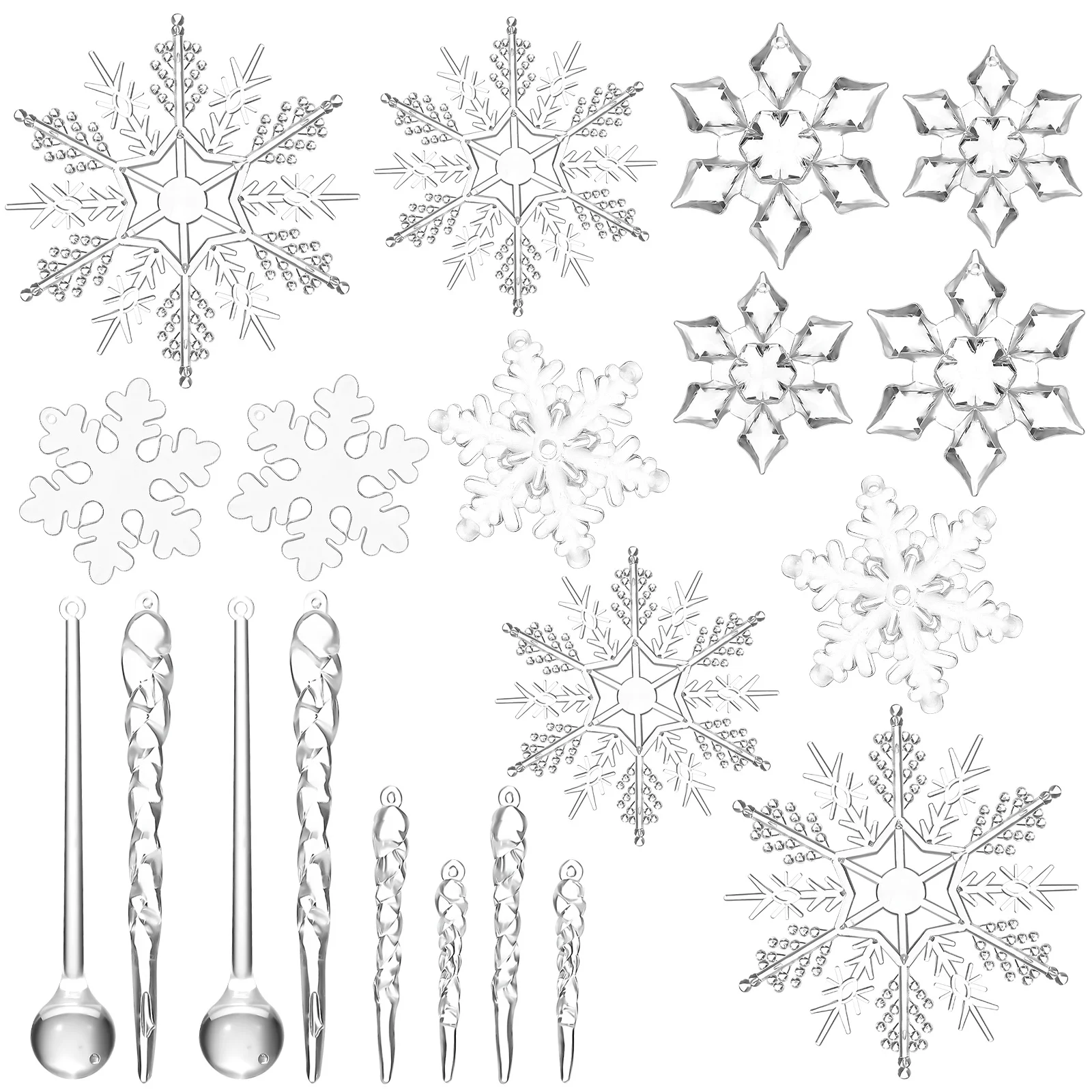 

1Set Hanging Christmas Tree Ornaments Snowflake Ice Bar Decorations for Holiday Party Wedding Stage Xmas Crystal Decor
