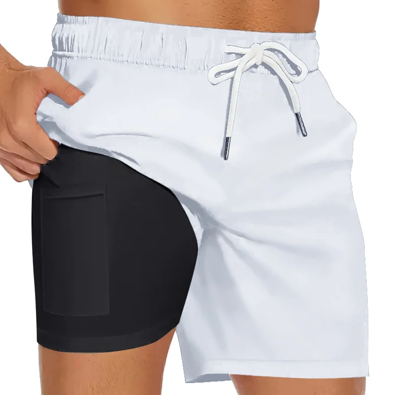 Heren zwembroek met compressievoering Telefoonzak Zomer sneldrogende boardshorts Strandshorts Badmode Badpak Badpakken