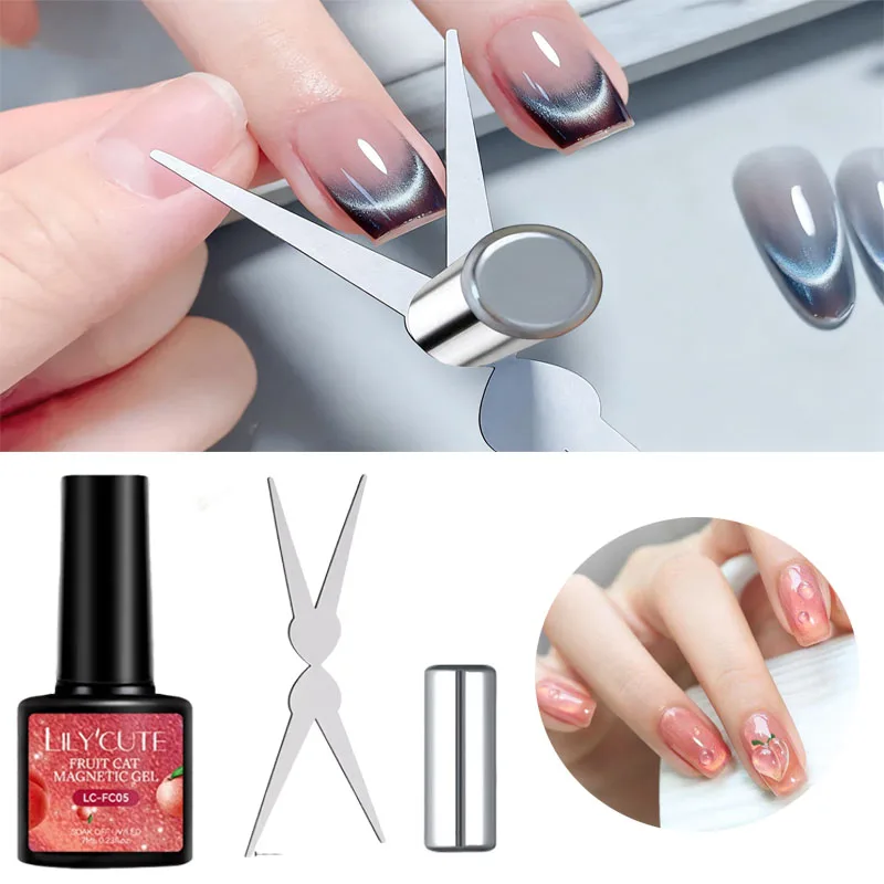 3 unids/set 7ml guayaba ojo de gato esmalte de uñas magnético Gel y arte de uñas ojo de gato varilla magnética barnices de manicura pegamento UV/LED de larga duración