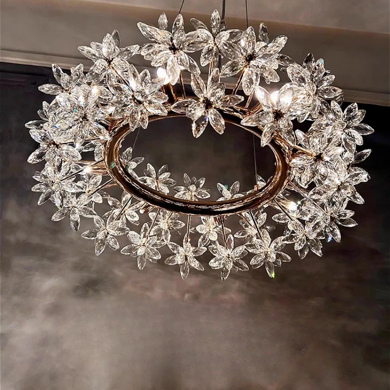 2025 New Living Room Crystal Chandelier Light Luxury Atmosphere Advanced Sense Of Living Room Lamp Dining Room