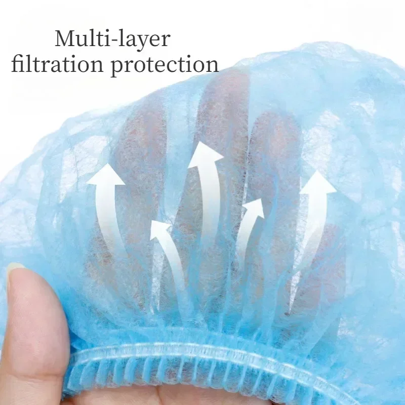 100 Pcs Disposable Non Woven Fabric Sterile Hat Hygienic Food Workshop Dust Hair Salon Makeup Cap Shower Cap Bathroom Supplies